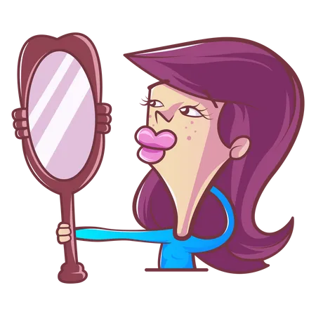 Cute girl looking the mirror  Illustration