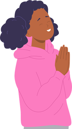 Cute girl prayer in quiet  Illustration