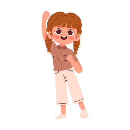 Cute Girl raising hand Illustration