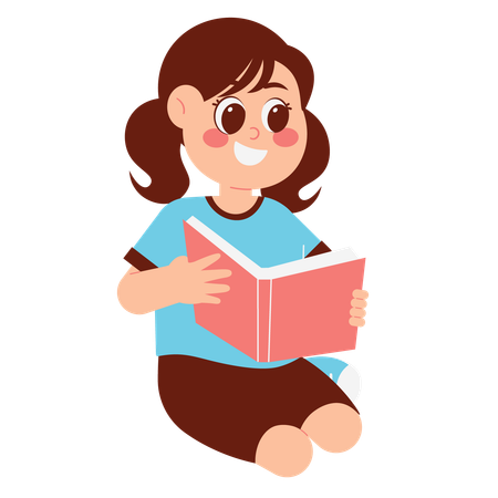 Cute Girl Reading Book  Illustration