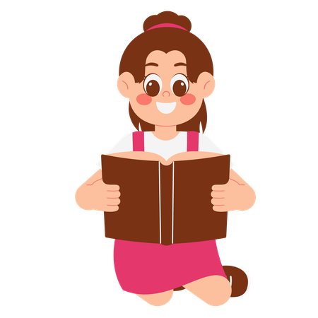 Cute Girl Reading Book  Illustration