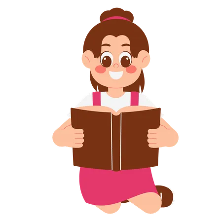 Cute Girl Reading Book  Illustration