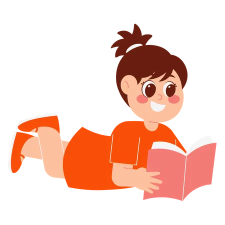 Cute Girl Reading Book  Illustration