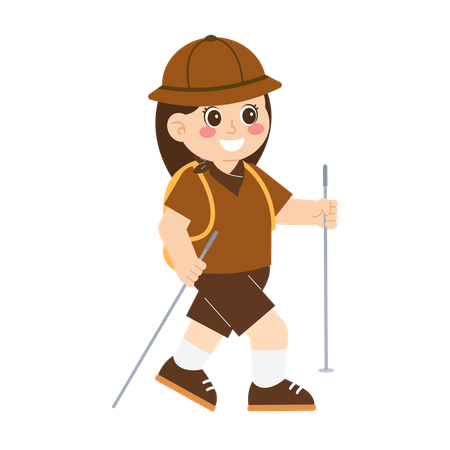 Cute girl scout going for hike  Illustration