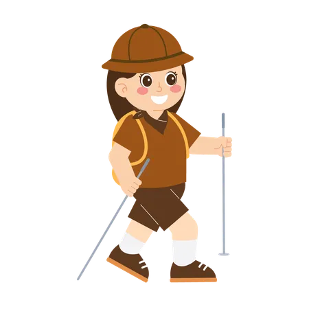 Cute girl scout going for hike  Illustration