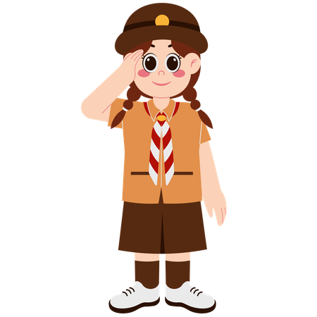Cute Girl Scout Saluting  イラスト