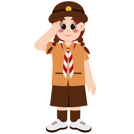 Cute Girl Scout Saluting  Illustration