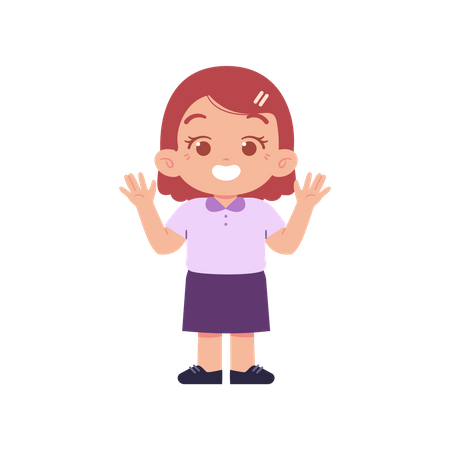 Cute Girl Showing Hands  Illustration