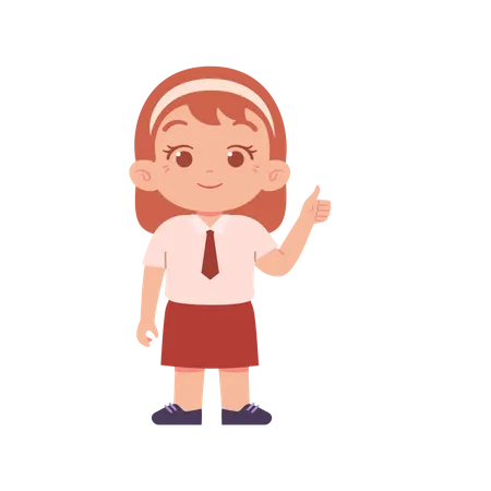 Cute Girl Showing Thumb Up Using Right Hand  Illustration