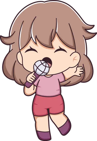 Cute Girl Singing  Illustration