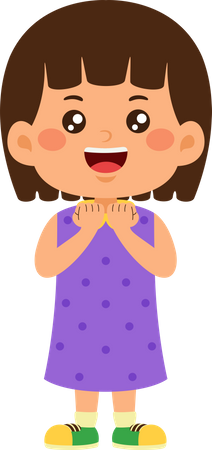 Cute girl standing and laughing  Illustration