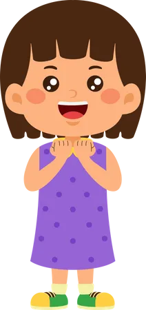 Cute girl standing and laughing  Illustration