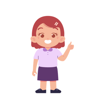 Cute Girl Student Showing Thumb Up  Illustration