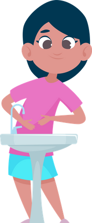 Cute girl washing hands Illustration
