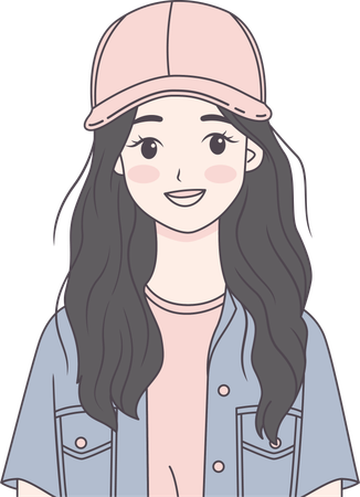 Cute girl wearing hat and smiling  Illustration