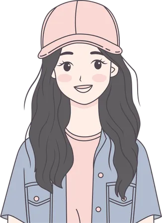 Cute girl wearing hat and smiling  Illustration