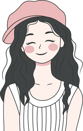 Cute girl wearing hat and smiling  Illustration