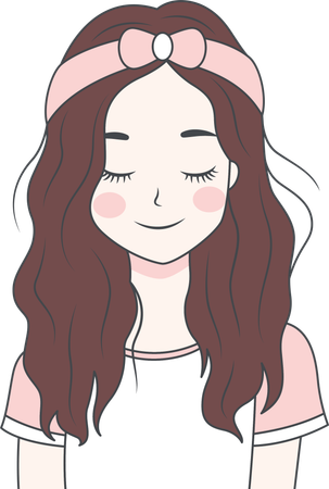 Cute girl wearing headband and smiling  Illustration