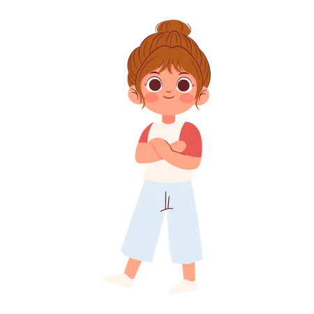 Cute Girl with folded hand Illustration