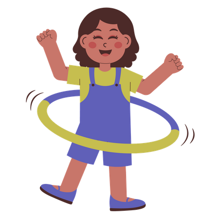 Cute Girl With Hula Hoop  Illustration