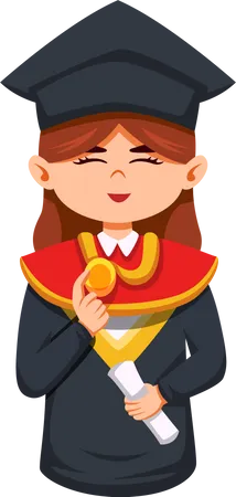 Cute Graduation Student Character  Illustration