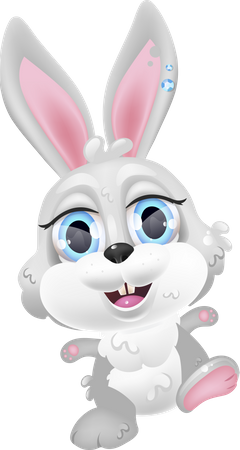 Cute grey Easter bunny Illustration