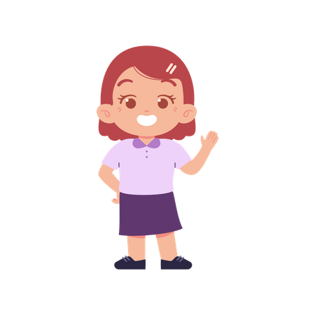 Cute Happy Girl Say Hello  Illustration