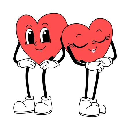 Cute Heart Couple Holding Hands  Illustration