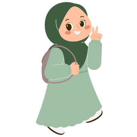 Cute Hijab Girl Back To School  Illustration