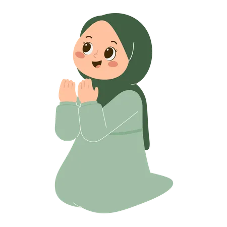 Cute Hijab Girl doing muslim Prayer  Illustration