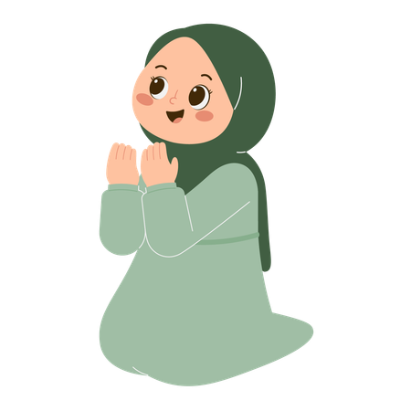 Cute Hijab Girl doing muslim Prayer  Illustration