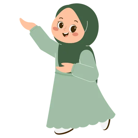 Cute Hijab Girl doing Promotion  Illustration