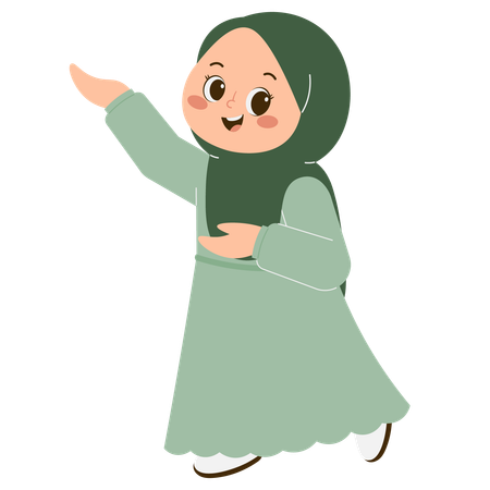 Cute Hijab Girl doing Promotion  Illustration