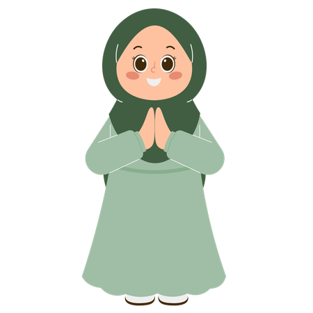 Cute Hijab Girl Greeting Ramadan  Illustration