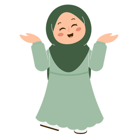 Cute Hijab Girl Happy  Illustration