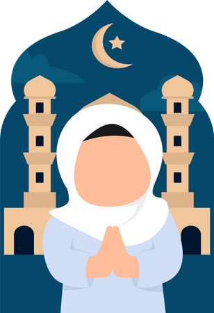 Cute hijab girl in praying pose  Illustration