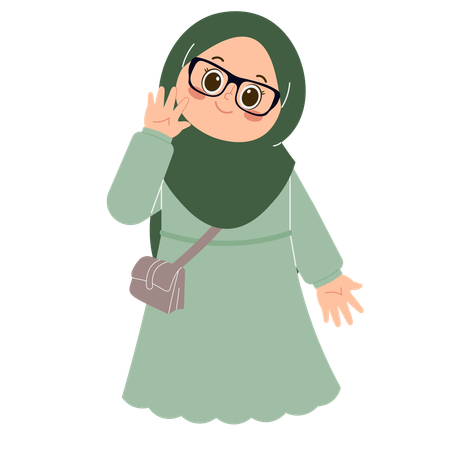 Cute Hijab Girl saying hey  Illustration