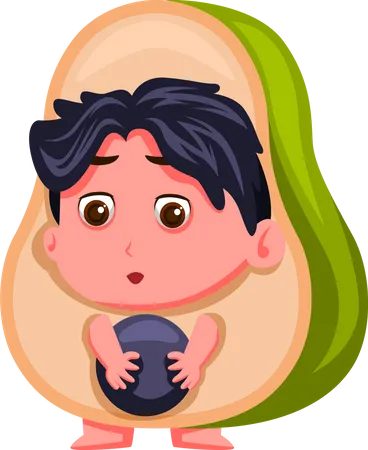 Cute Kid in avocado costume  일러스트레이션