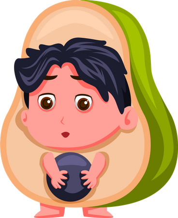 Cute Kid in avocado costume  Illustration