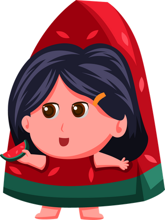 Cute Kid In watermelon costume  Illustration