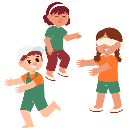 Cute kids Playing Hide And Seek  Illustration