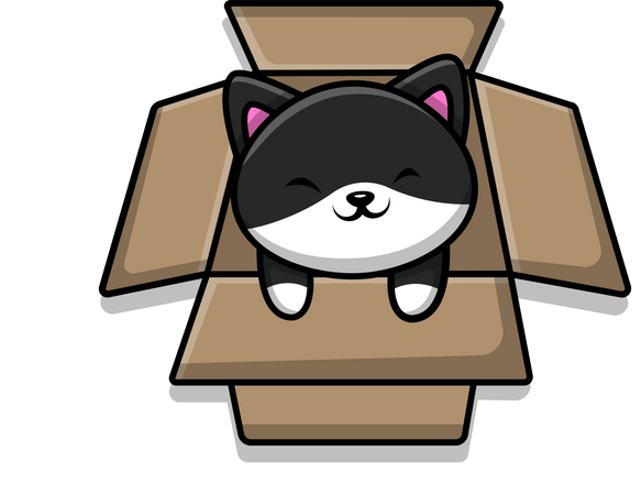 Cute Kitten in the Box Illustration
