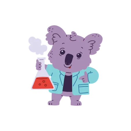 Cute koala scientist chemist  Illustration