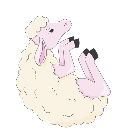 Cute lamb lying on side  Illustration