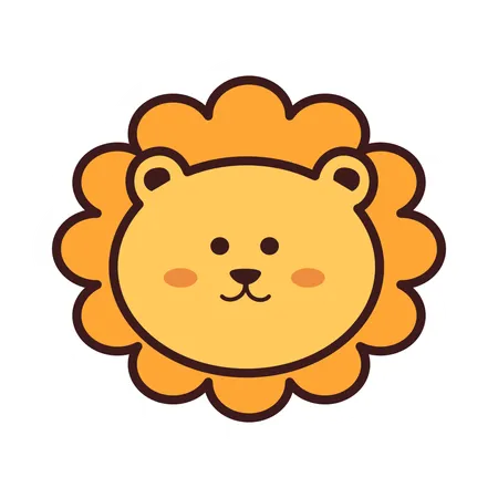 Cute Lion Sticker Illustration 일러스트레이션