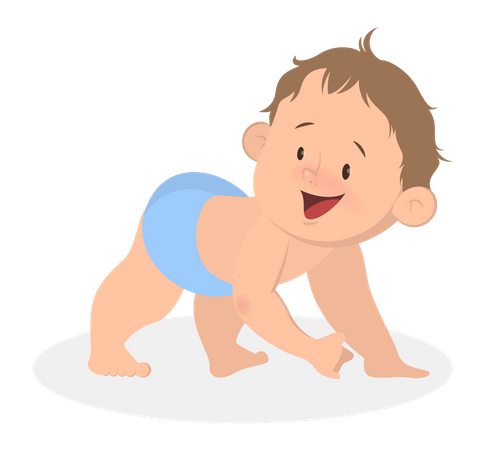 Best Premium Cute little baby crawling Illustration download in PNG &  Vector format