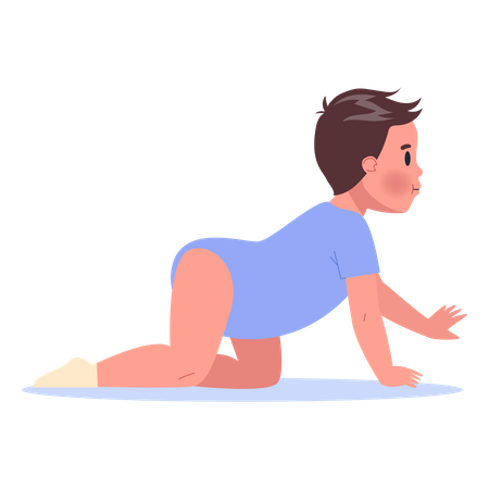 Cute little baby crawling  Illustration