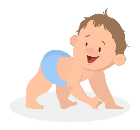 Cute little baby crawling  Illustration