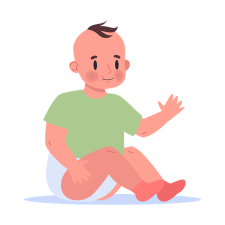 Cute little baby in the diaper sitting Illustration