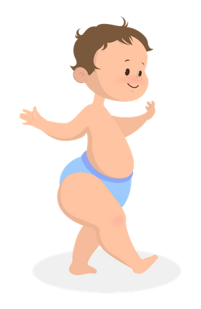 Cute little baby walking  Illustration